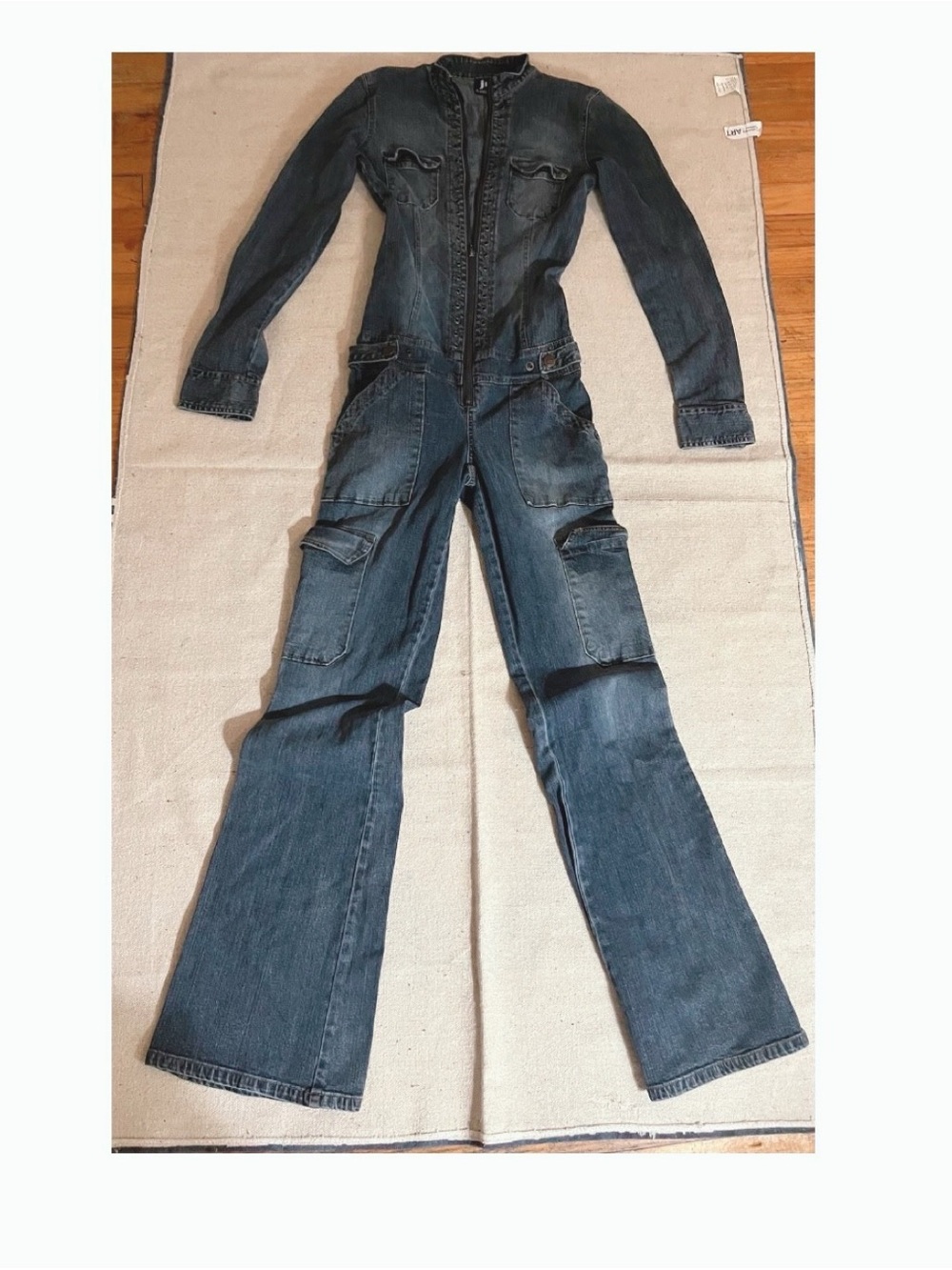 Y2K JLO Denim Cargo Jumpsuit in Washed Blue